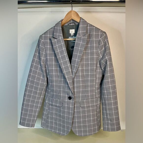 NWOT- Plaid Long Sleeve Blazer - A New Day - Gray -size 12 - Picture 3 of 6